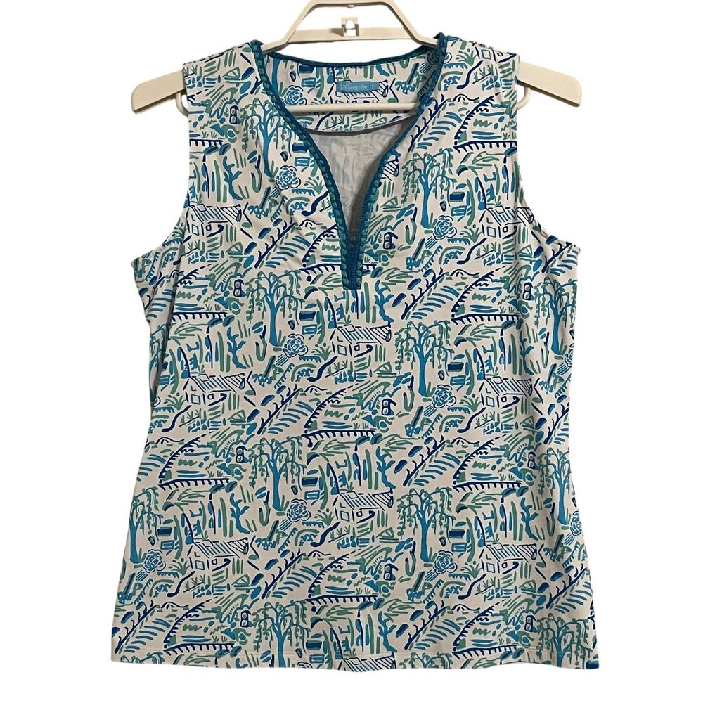 J, McLaughlin Town Print Vneck Tank Top